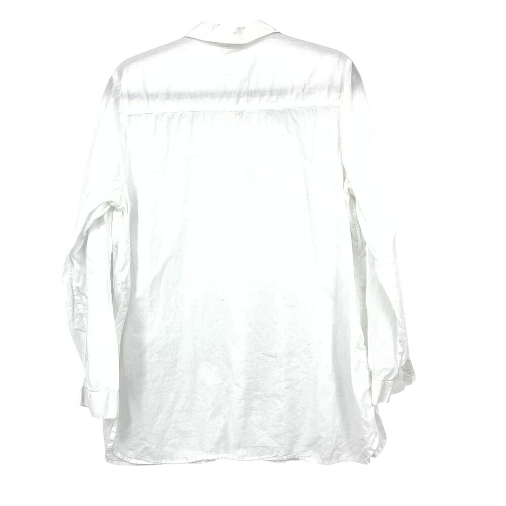 J Jill White Eyelet Embroidered Button Front Blouse Womens Large Cotton Boho Top - Picture 2 of 6